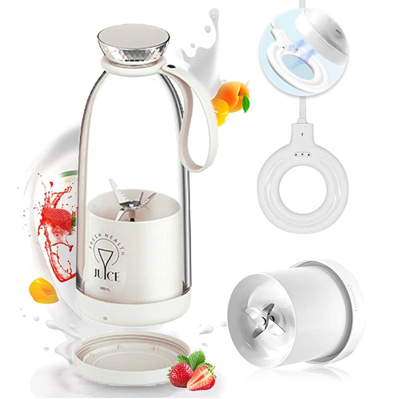 New Hand Held 500ML Wireless Charging Household Small Smoothie Bottle Blenders Fresh Juicer Mini Portable Blender